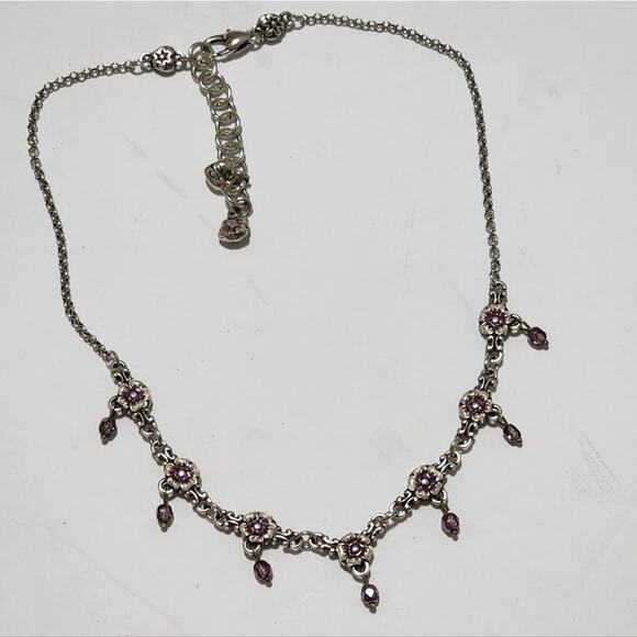 Brighton Forget me Not lavender enamel flower charm‎ necklace